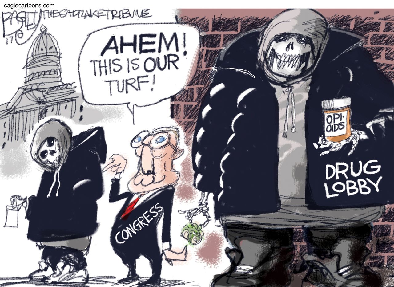 Political cartoon U.S. Opioid addiction crisis drug lobby GOP | The Week