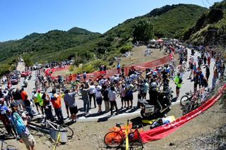 Huge crowds lined the climb of Mulholland Highway during the 2010 Amgen Tour of California's final stage.
