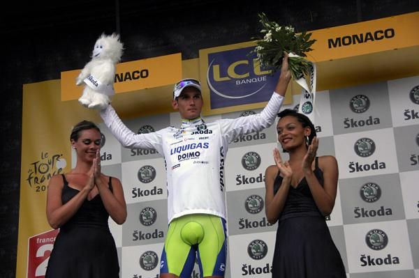 Roman Kreuziger (Liquigas) earned the Tour's first young rider's jersey.