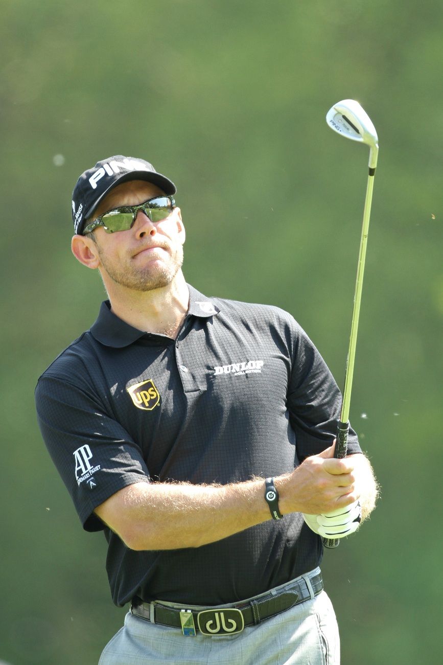 Lee Westwood sporting his Bioflow wristband