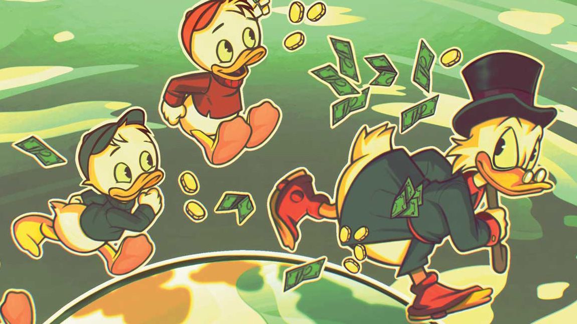 Uncle Scrooge and Huey, Dewey, and Louie.