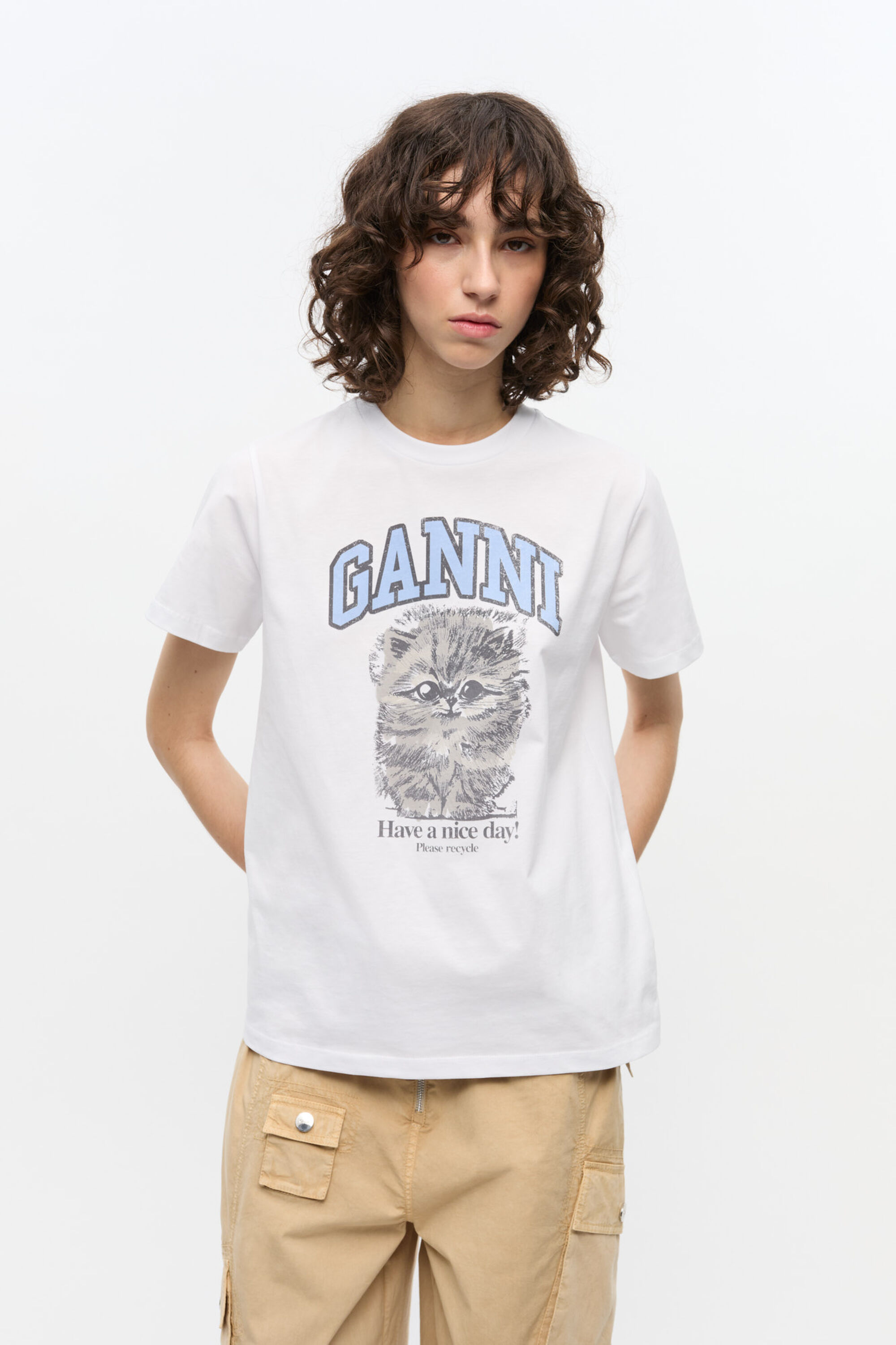 White Relaxed Jersey Kitty T-Shirt