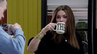 Carla Connor is unaware Stephen has laced her tea with LSD!