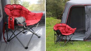 Vango radiate embrace chair in red, in a tent