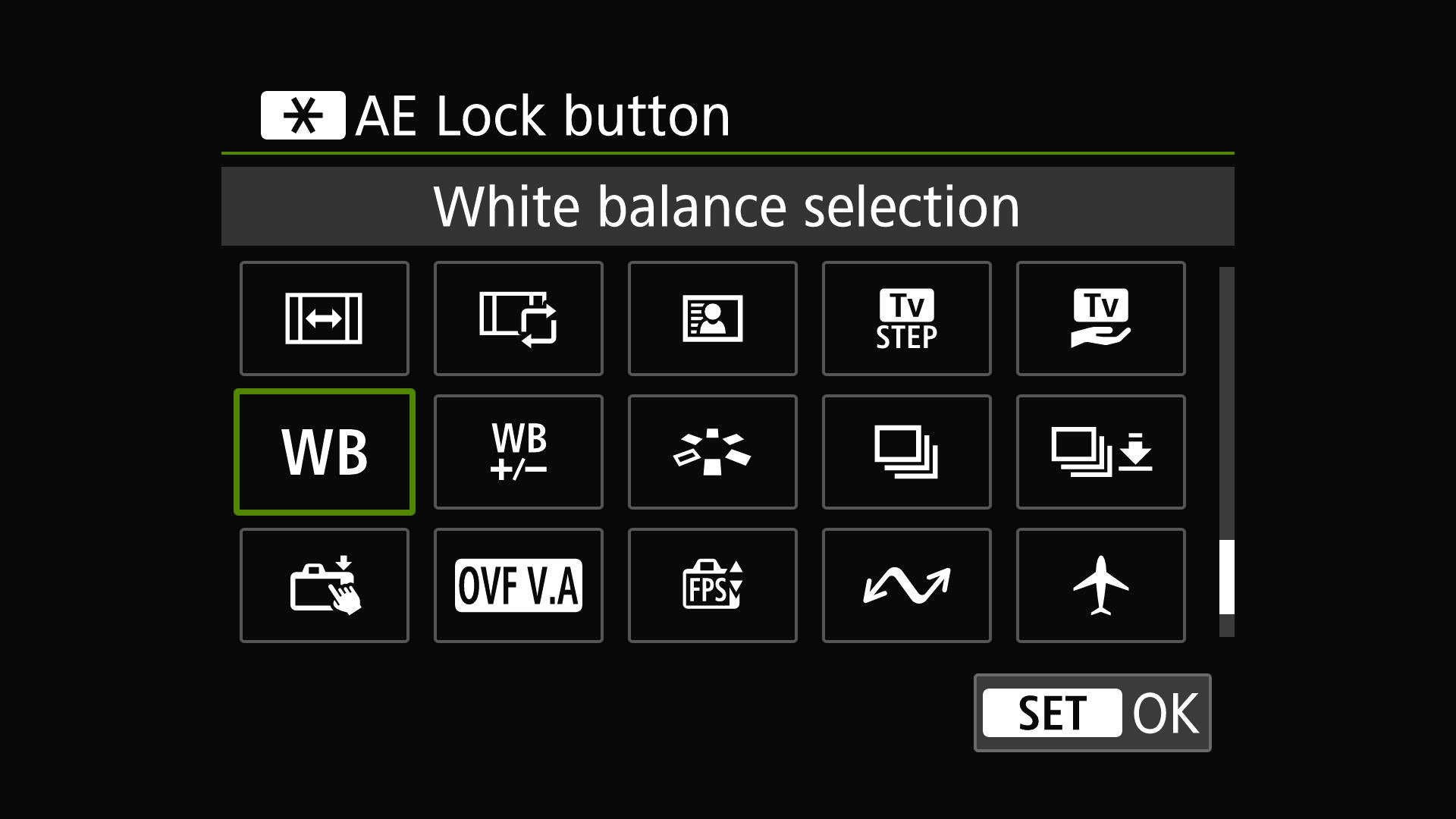 Menu screens from EOS camera showing custom control options