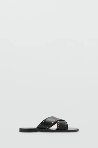 MANGO, Studded Leather Sandals