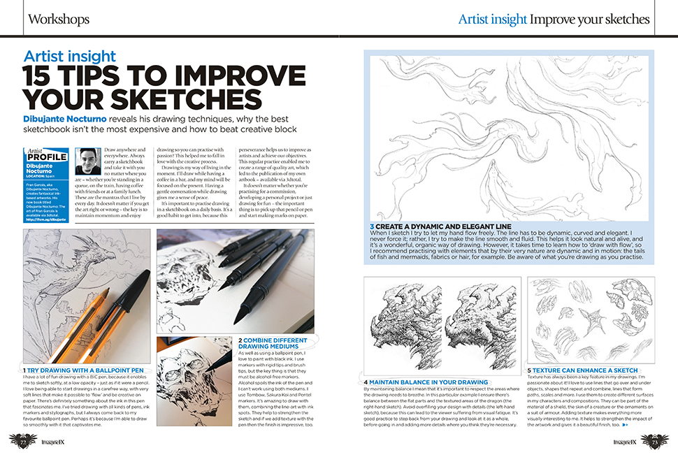 Dibujante Nocturno double page spread ImagineFX 200