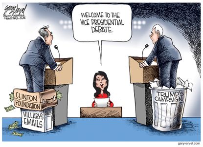 Political cartoon U.S. 2016 election Vice President debate