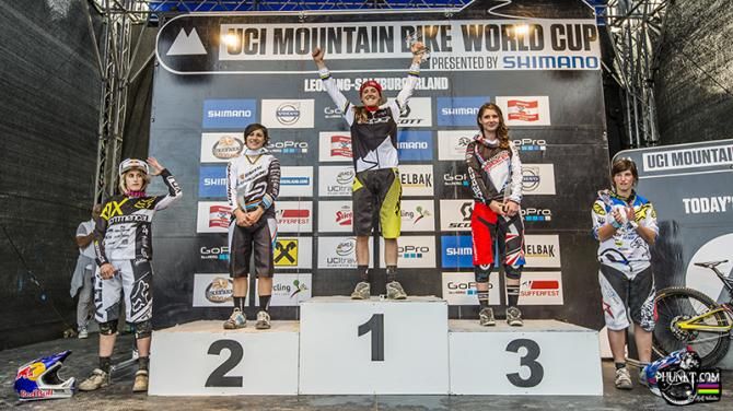 World Cup overall Final: Myriam Nicole, Emmeline Ragot, Rachel Atherton, Manon Carpenter, Morgane Charre*