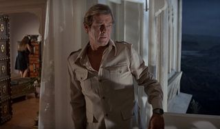 Octopussy Roger Moore sneaking into a woman's room