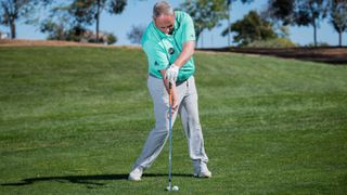 Golf ball striking drill demonstrated by Alistair Davies