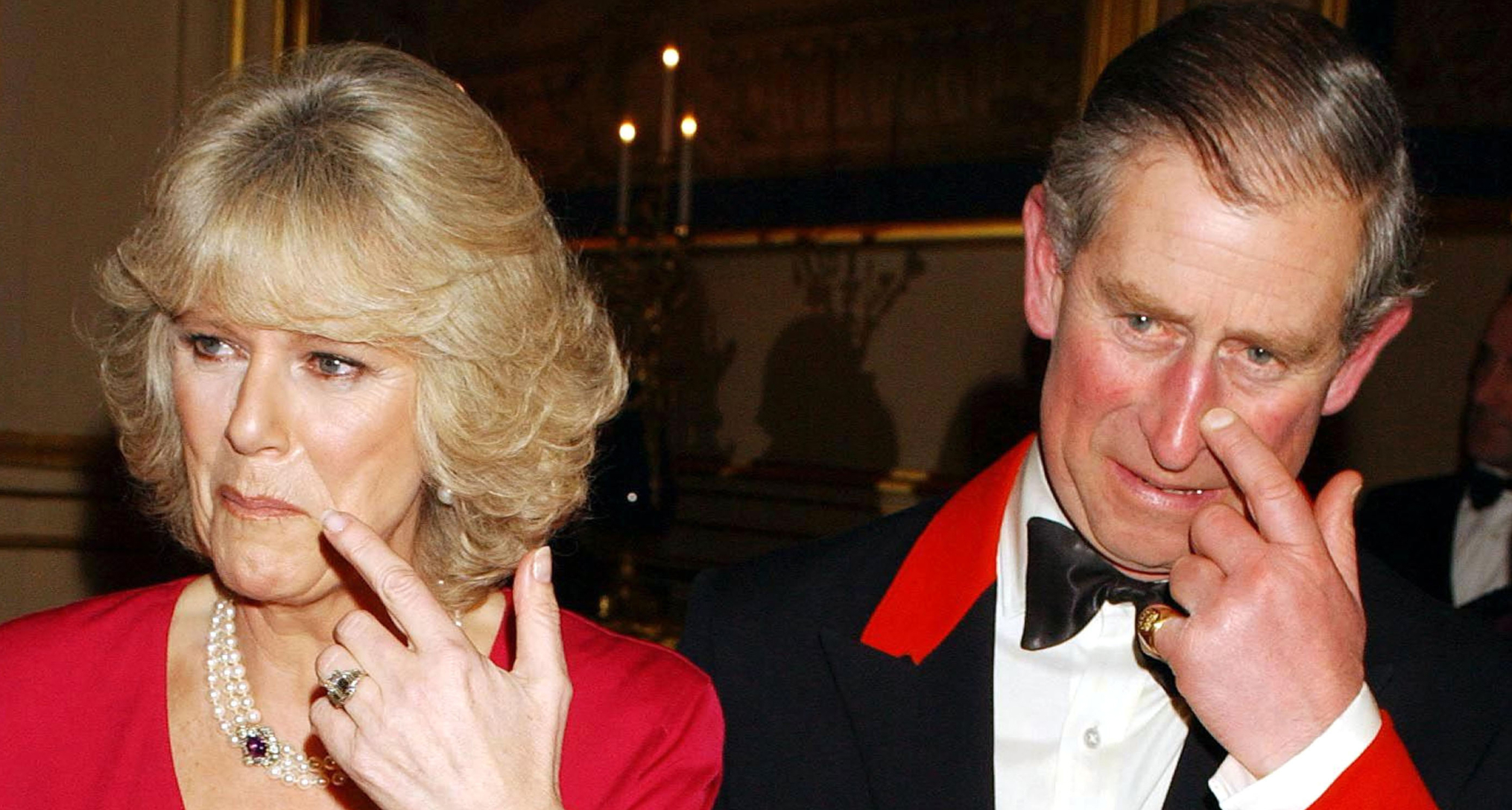 King Charles and Queen Camilla posing after their engagement 