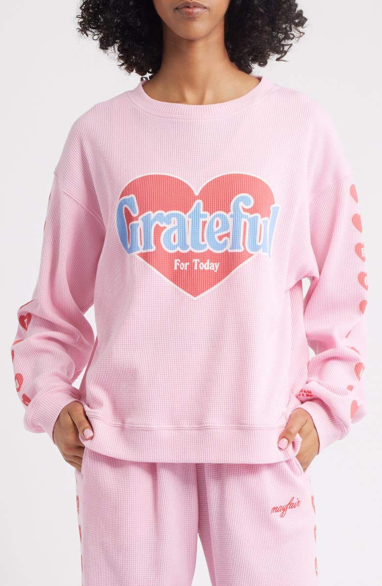 Grateful for Today Waffle Knit Fleece Graphic Sweatshirt