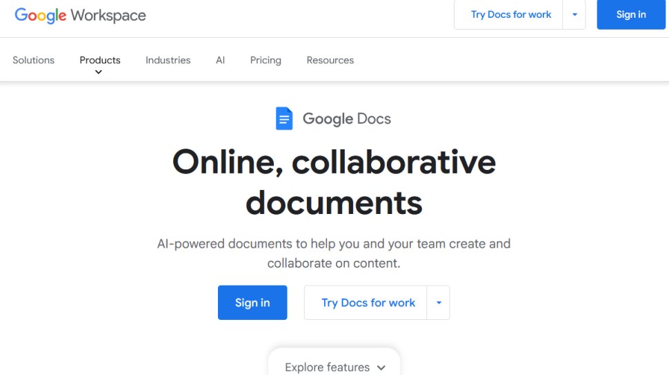 Google Docs website screenshot (September 2025).