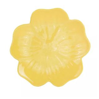 Lakeland Melamine Flower Shaped Yellow Plate on white background