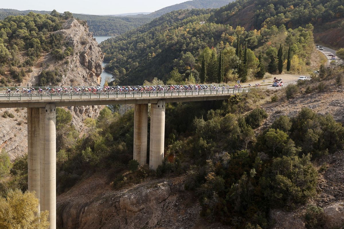 Cycling: Vuelta Espa&Atilde;&plusmn;a 2020 / Tour Spain 2020 / 5 Etapa / 5 Stage /
BUNCH / PELOTON / LANDSCAPE / PAISAJE /
Huesca - Sabi&Atilde;&plusmn;anigo (184,4 km) 24-10-2020/
Cycling: Vuelta Espa&Atilde;&plusmn;a 2020 / Tour Spain 2020 / 5 Etapa / 5 Stage /
&Acirc;&copy;PHOTOGOMEZSPORT2020