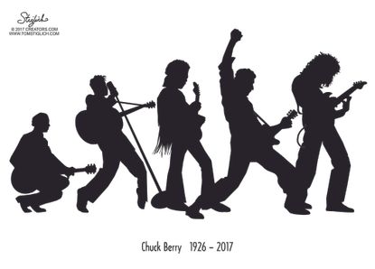Editorial cartoon U.S. music entertainment Chuck Berry