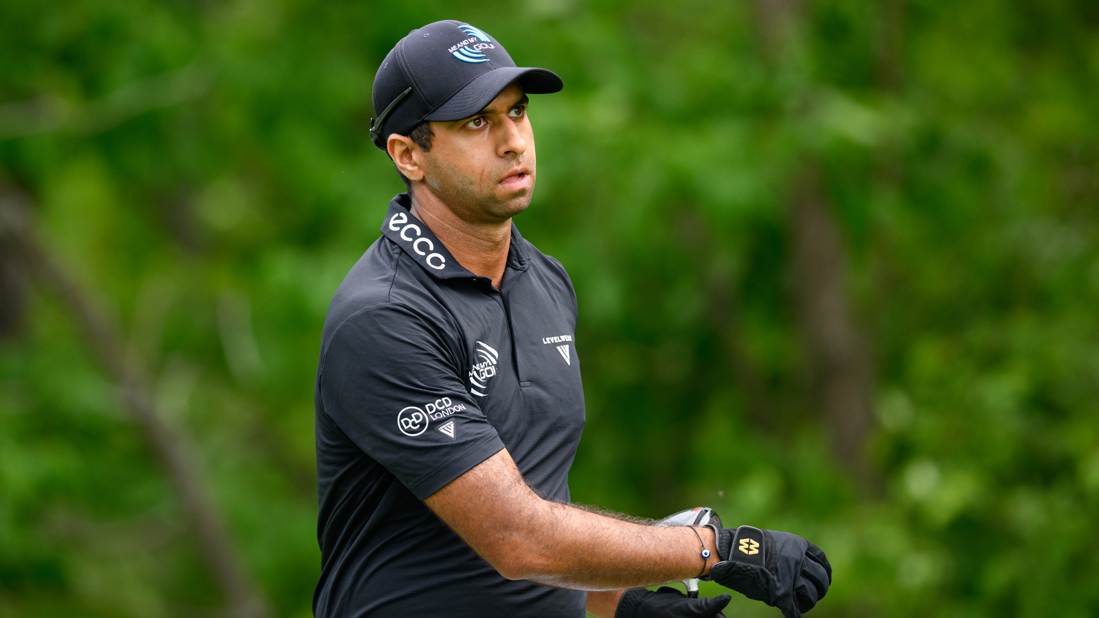 Aaron Rai reacts after playing his shot from the 16th tee during the first round of the RBC Canadian Open 2026 at TPC Toronto at Osprey Valley North Course