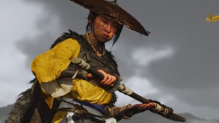 Ghost of Yotei Atsu holding katana