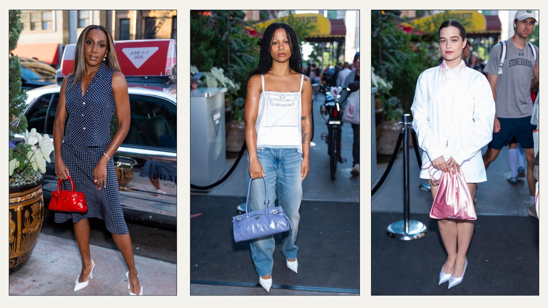 Celebrities wear SS26 trends at the Prada Mode runway show in New York