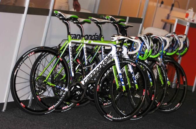 The team of Cannondale Pro Cycling with plenty of matching accessories