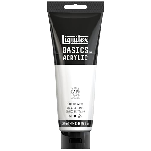 Liquitex Basics Acrylic Paint, 250ml (8.5-Oz) Tube, Titanium White