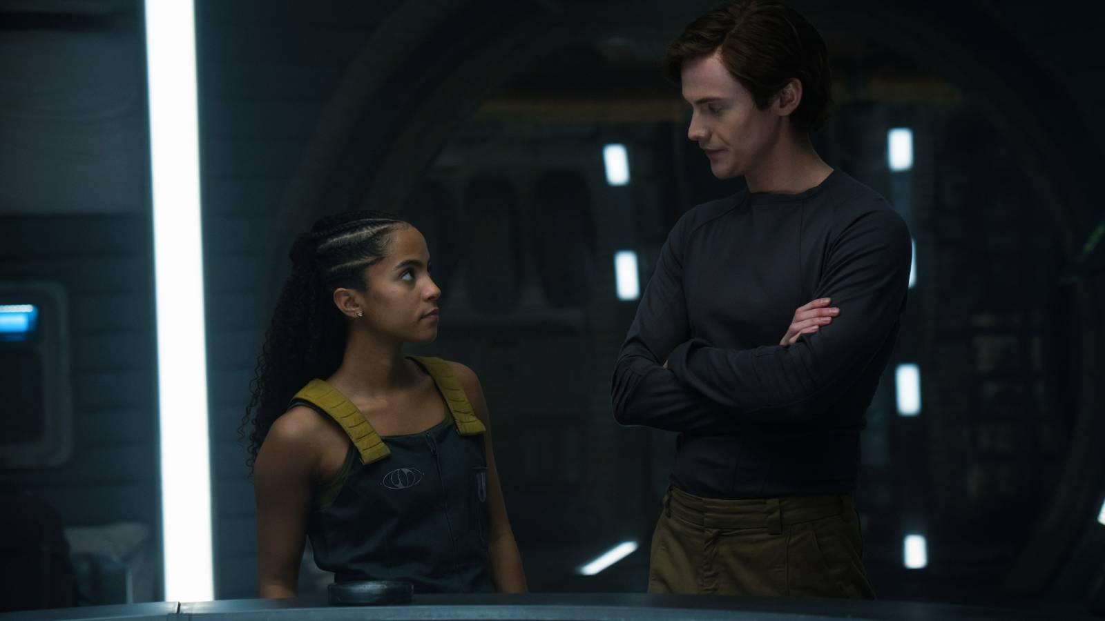 Cassian Bilton and Lou Llobell in Foundation season 3 episode 5 on Apple TV Plus.