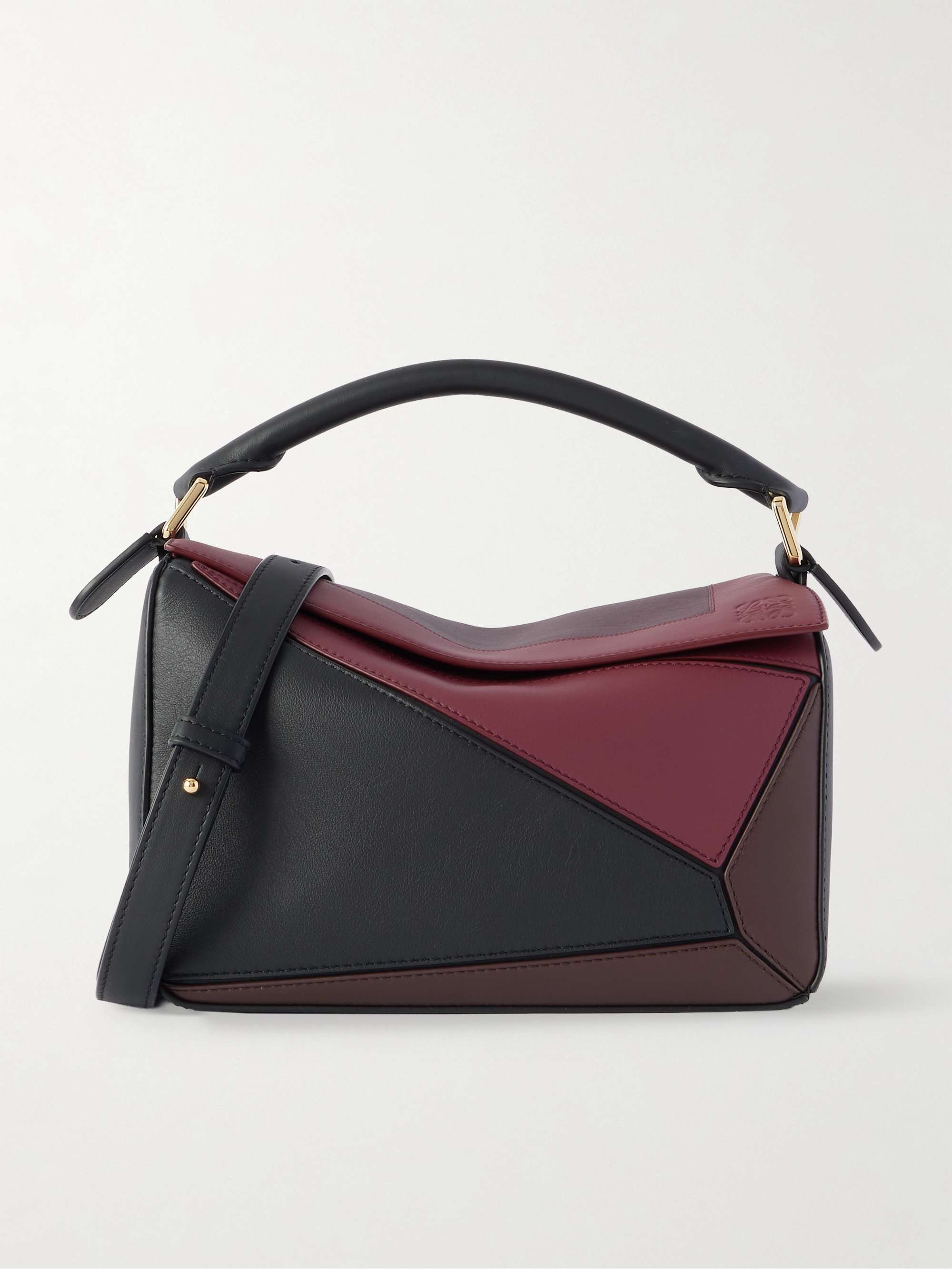 + Josef Albers Puzzle Square Small Leather Shoulder Bag