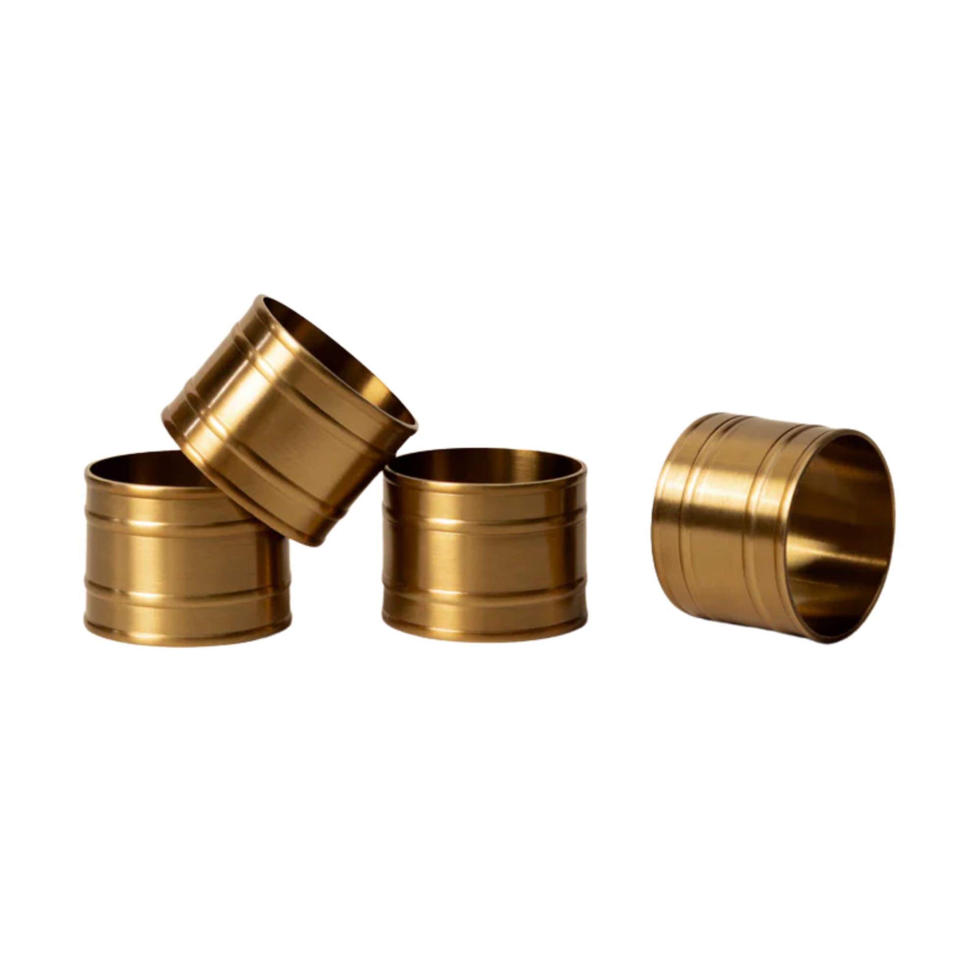 Brass napkin rings with ribbed detail