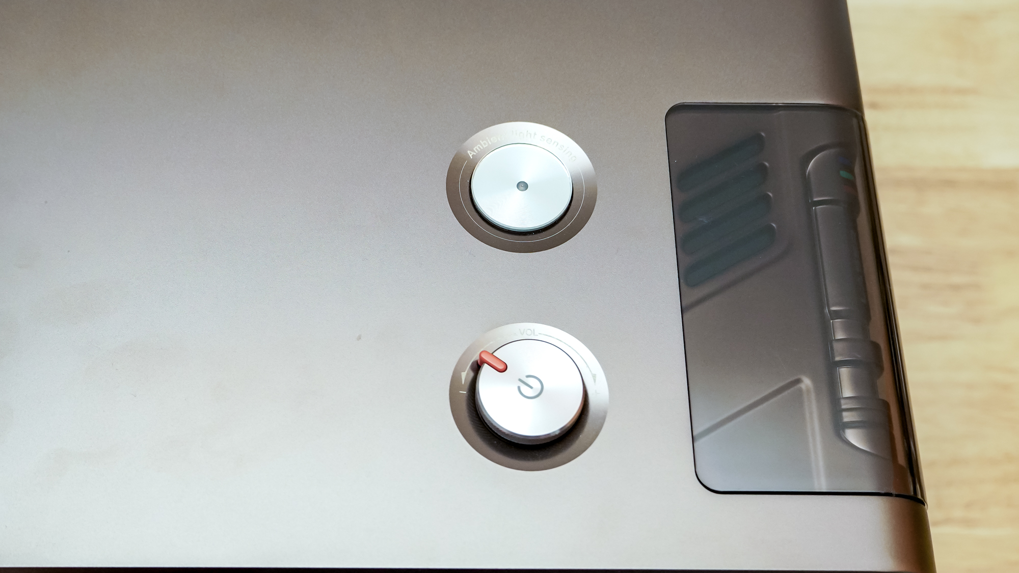 A Hisense XR10 Projector on a table