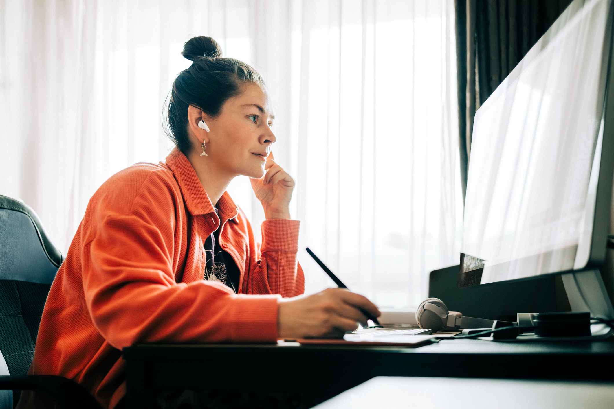 person looking at a computer