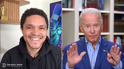 Joe Biden and Trevor Noah