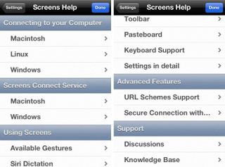 When you first launch Screens, or any time to tap Help in the Settings menu, you get all the information you need to get going with VNC.