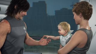 Death Stranding 2 Sam touching Lou and Fragile