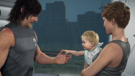 Death Stranding 2 Sam touching Lou and Fragile