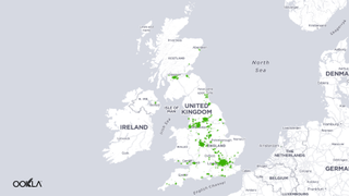 Ookla map of 5G coverage for MNO Three UK.