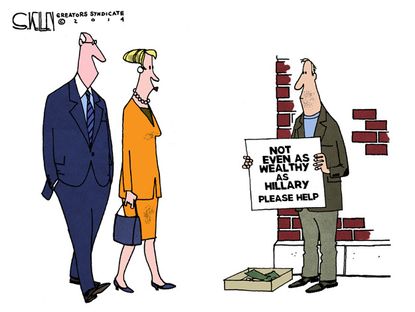Political cartoon Hillary Clinton wealthy