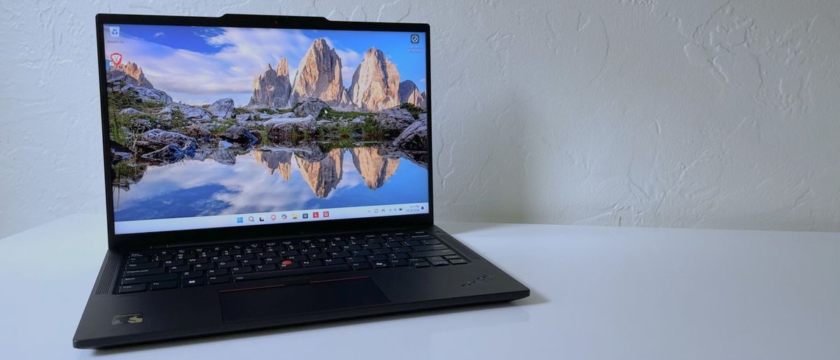 The Lenovo ThinkPad T14s Gen 6 on a white table