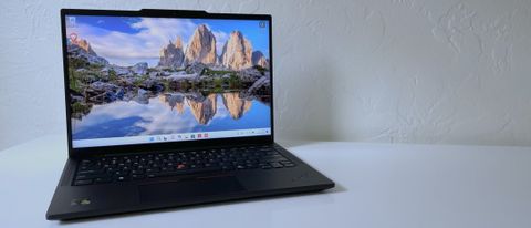 The Lenovo ThinkPad T14s Gen 6 on a white table