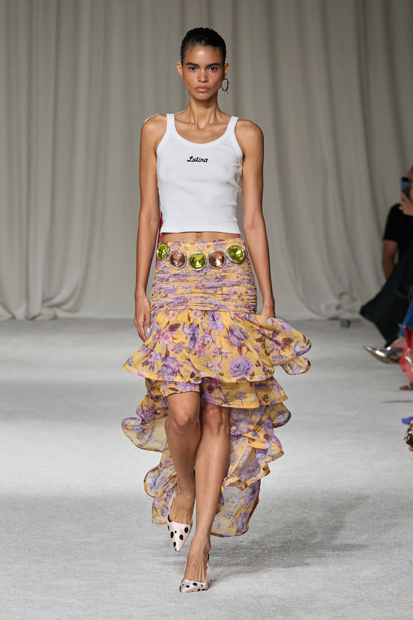 a white tank top on Patbo's Spring 2026 runway