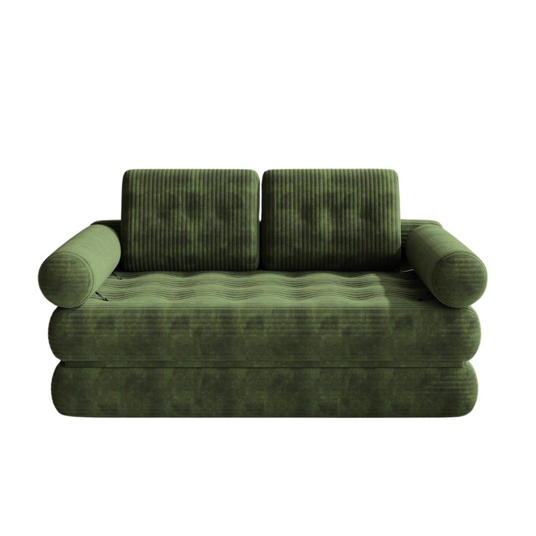 Dsnape 59" Convertible Sofa Bed, 5-In-1 Folding Sleeper Chair With Pillows &amp;amp; Removable Armrests, Boneless Floor Couch Futon Mattress, Space-Saving Lounge for Apartment, Dorm &amp;amp; Living Room, Green, Full