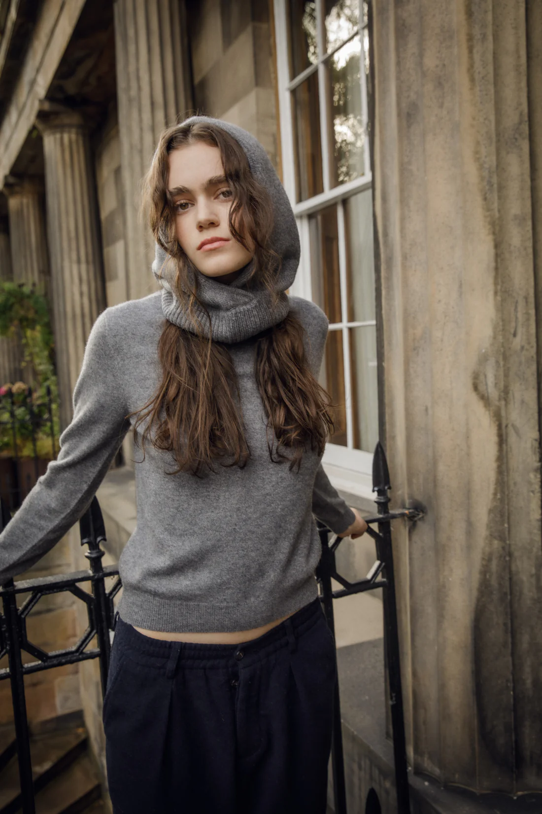 Kiltane, Cashmere Cross Front Hood - Derby Grey
