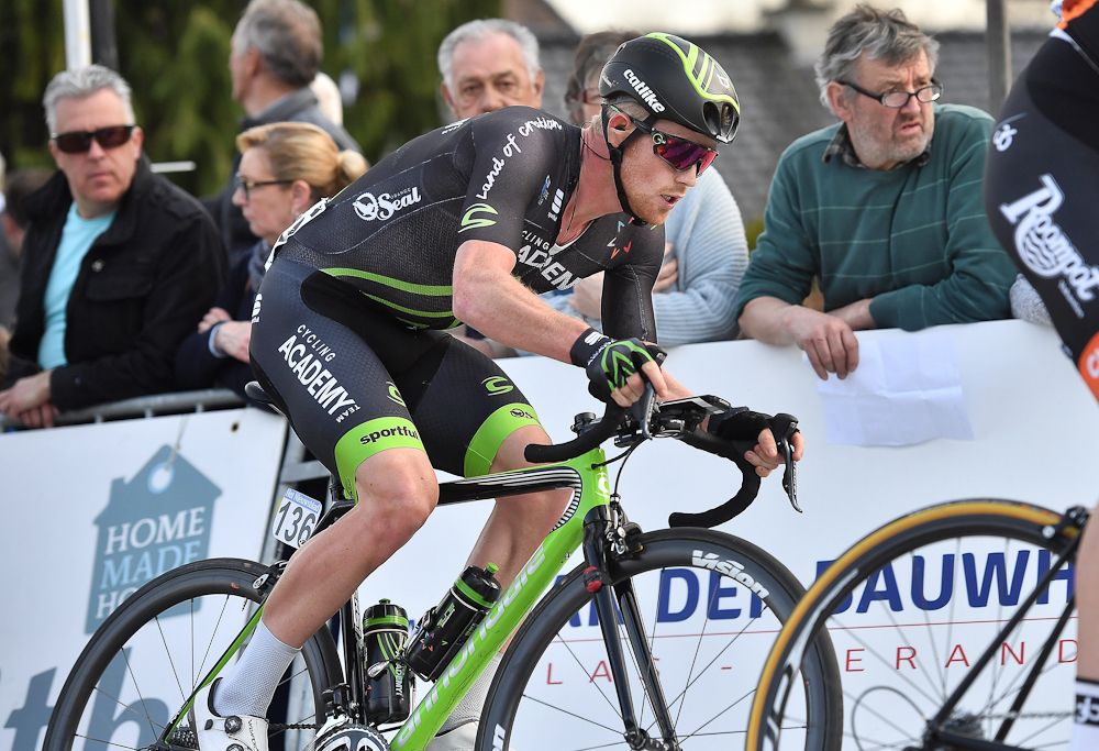 Hamish Scheurs (Cycling Academy) rides in the breakaway during Nokere Koerse