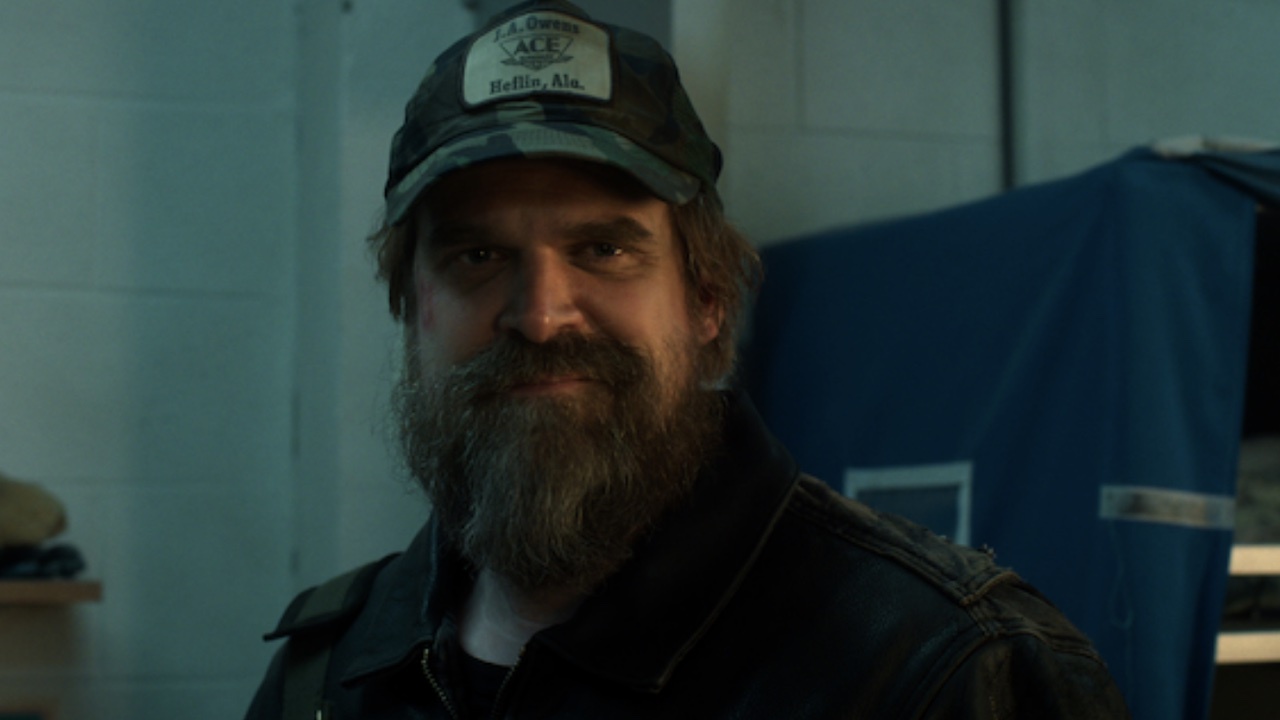 Hopper smiling in Stranger Things