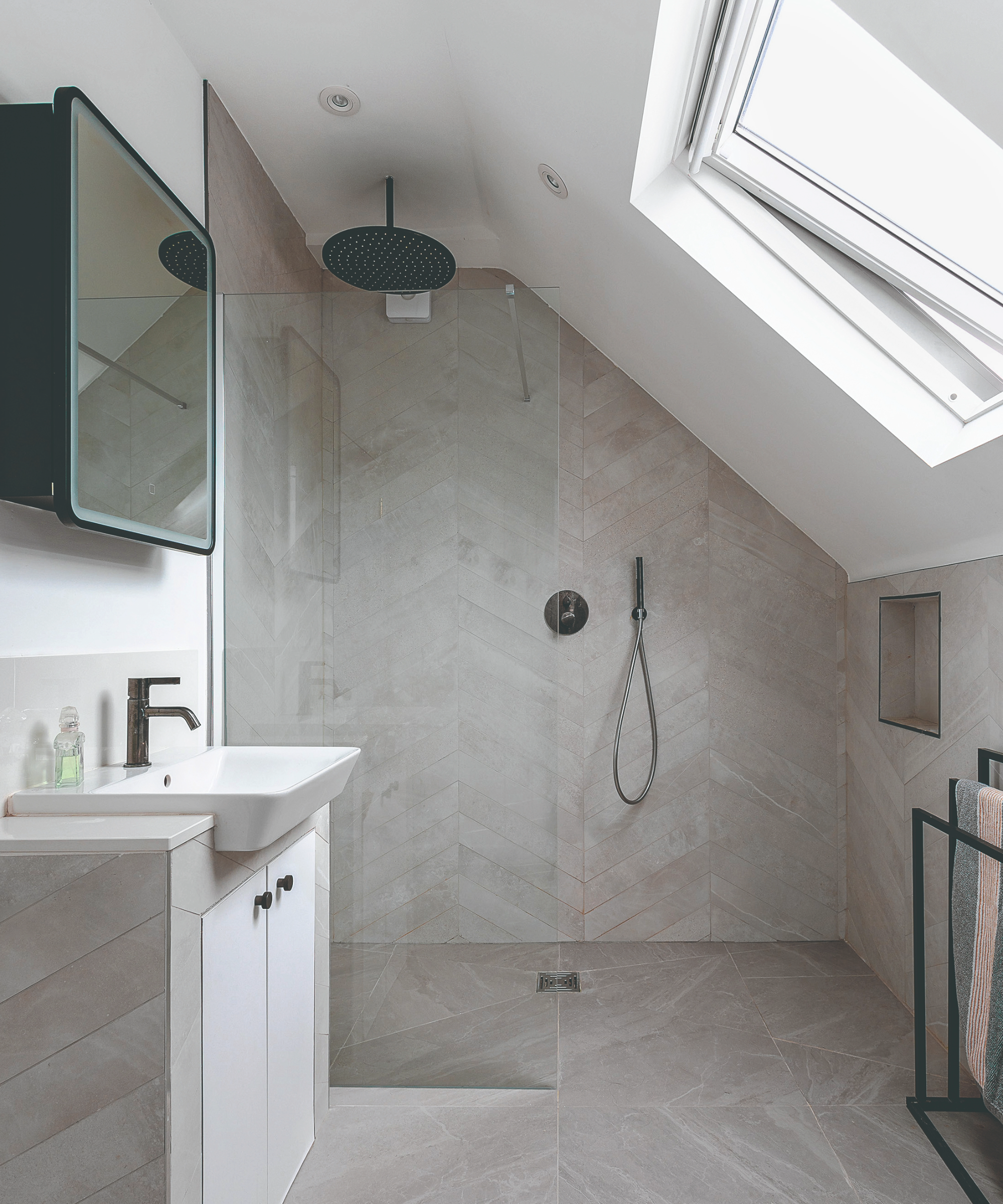 Inside the shower room extension, featuring a walk-in shower