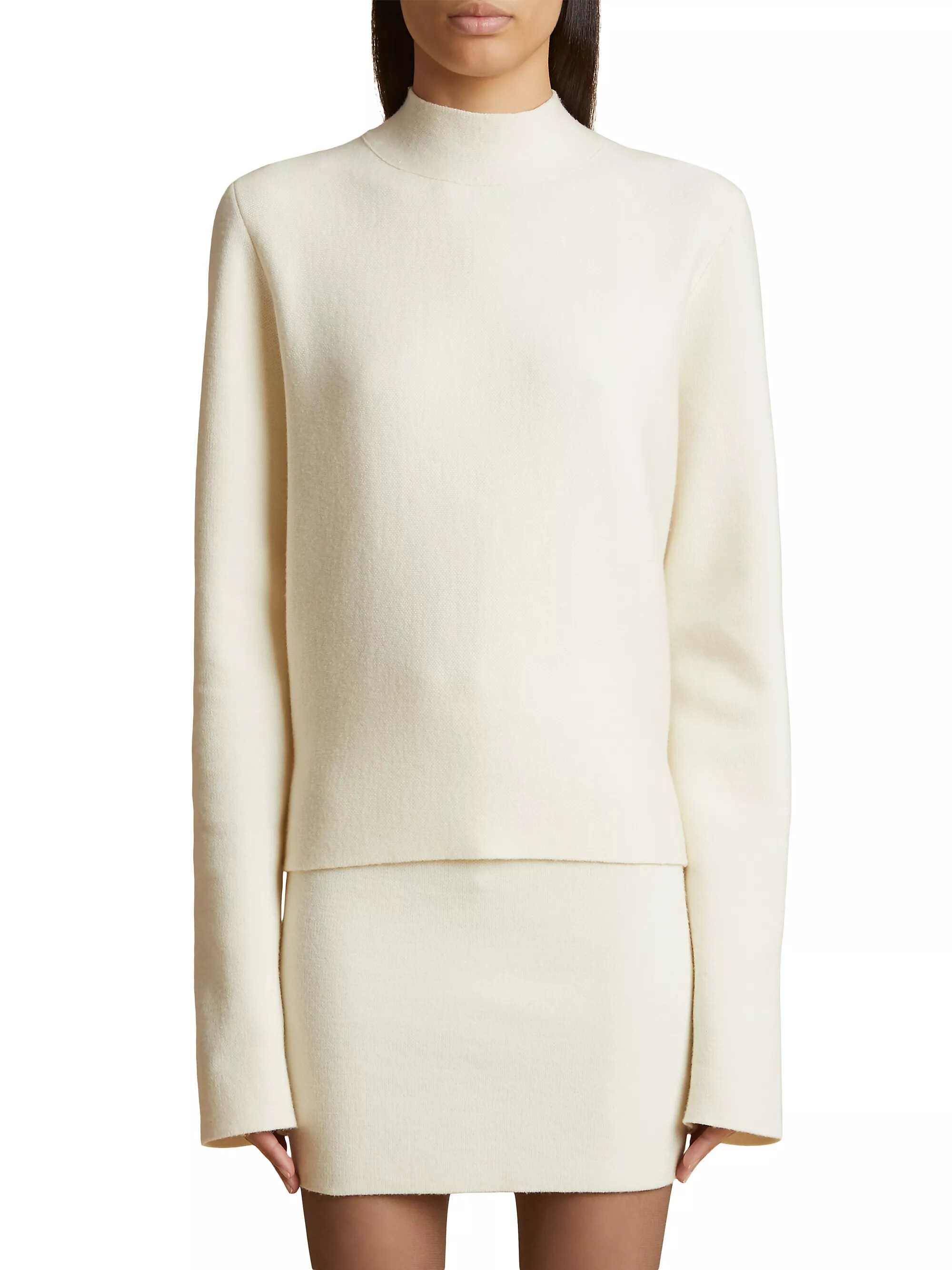 Calliope Wool-Blend Mock-Turtleneck Top