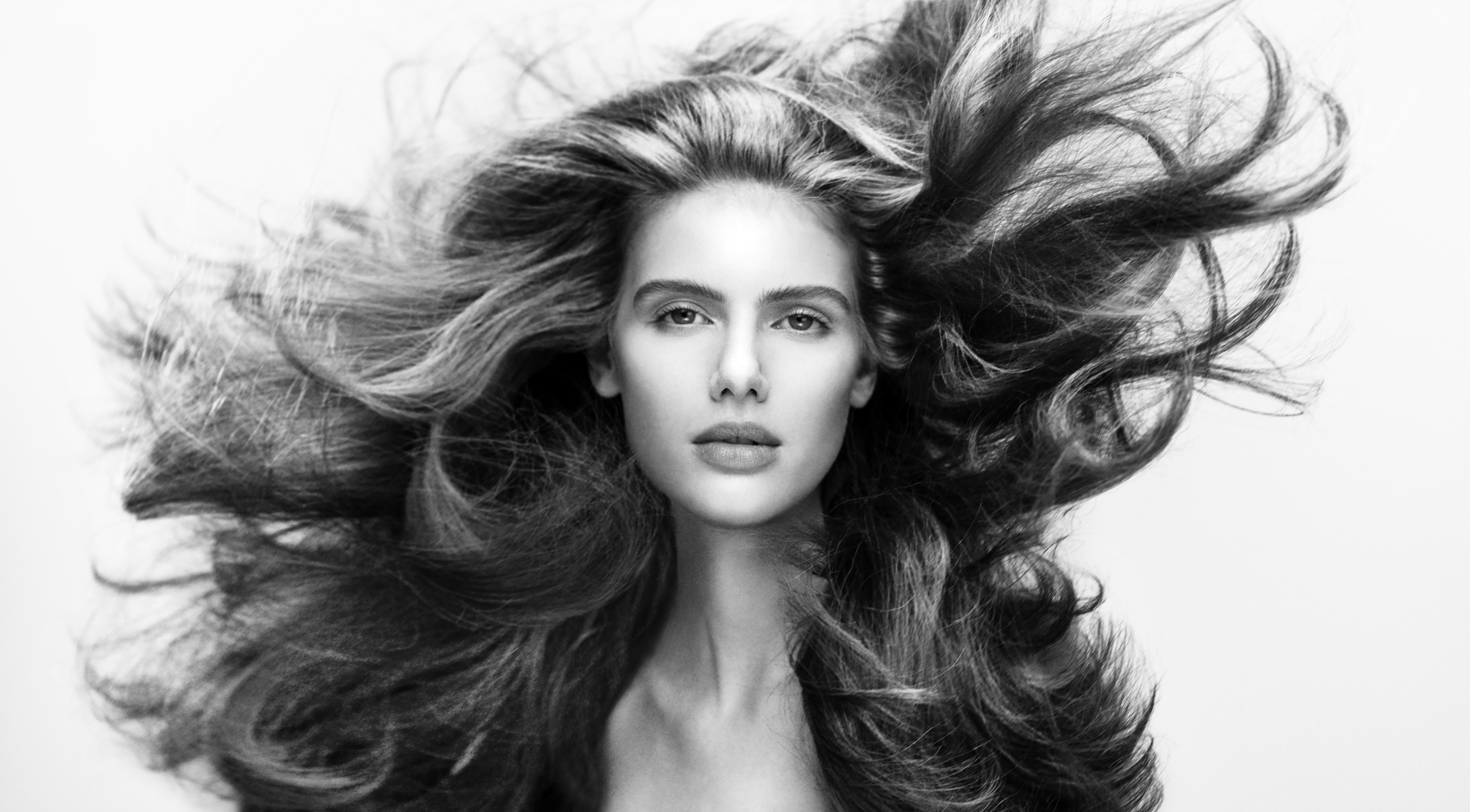 Model styled with hair care by Guido Palau for Zara