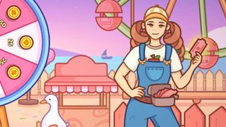 Fairground owner holding some tickets.