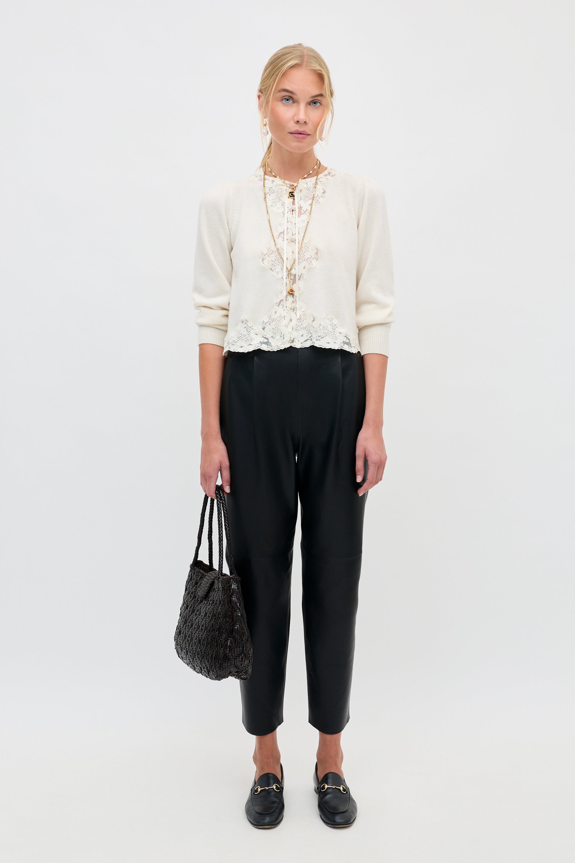 Nori Leather Trousers in Black Charcoal
