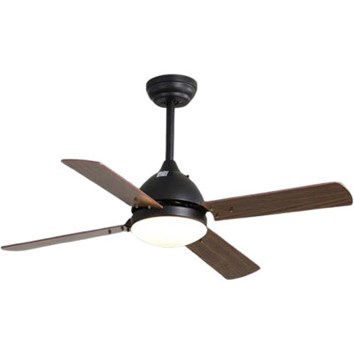 black ceiling fan light with wooden fins